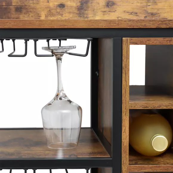 Meuble range-bouteilles industriel 18 emplacements et porte-verres (H70 cm) Paul Marron 3