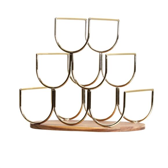 Portabotellas de madera y metal con 6 espacios (H30 cm) Théo Oro 2