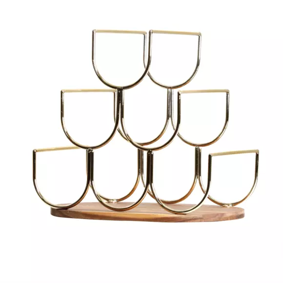 Portabotellas de madera y metal con 6 espacios (H30 cm) Théo Oro 2