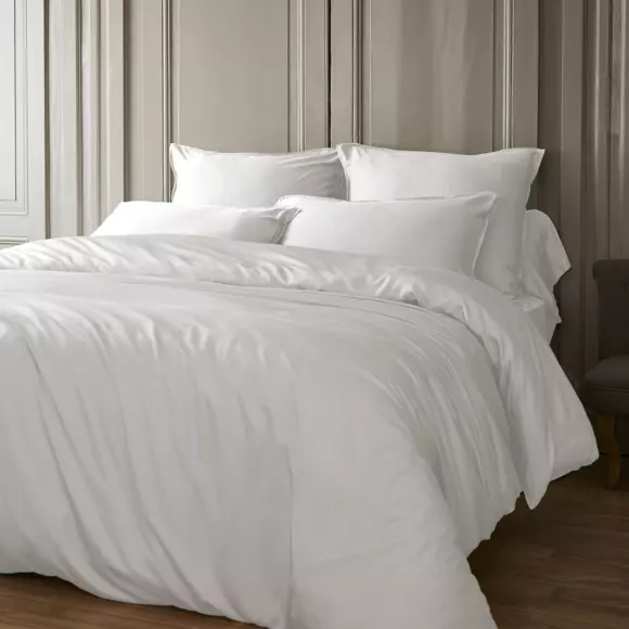 Funda de almohada rectangular en satén de bambú (70 cm) Salomé Blanco chantilly
