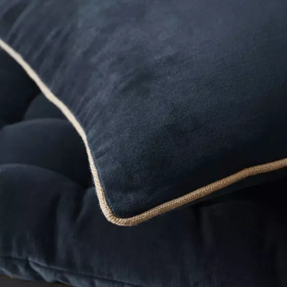 Coussin carré velours de coton (45 cm) César Bleu nuit 3