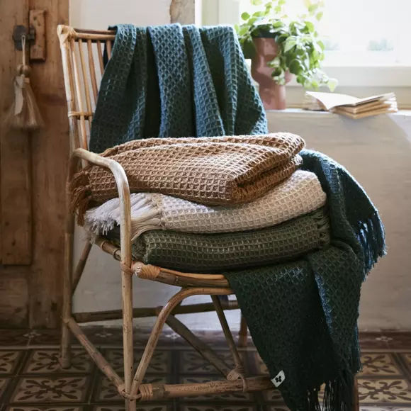 Plaid van gerecycled materiaal (220 cm) Gabin Beige