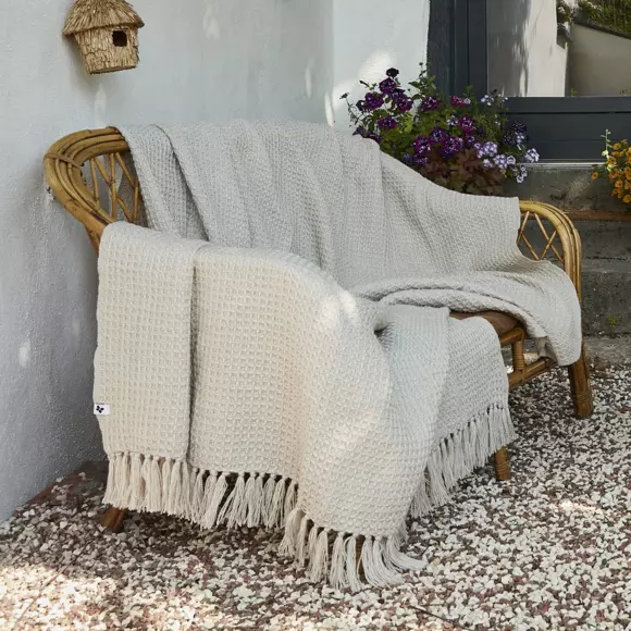 Bedsprei van gerecycled materiaal (240 x 260 cm) Gabin Beige