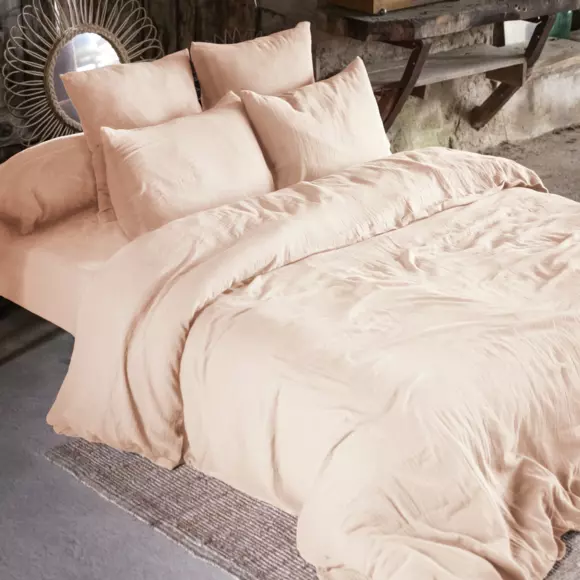 Sábana bajera en gasa de algodón (160 cm) Gaïa Rosa palo 3