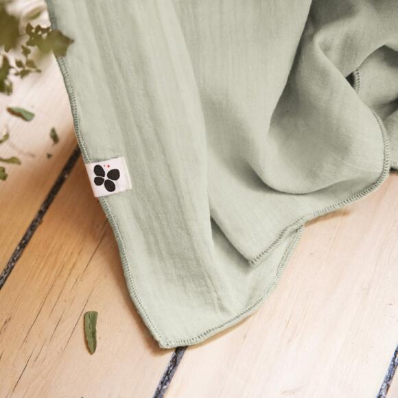 Rideau gaze de coton ajustable (180 x max 300 cm) Gaïa Vert tilleul 3