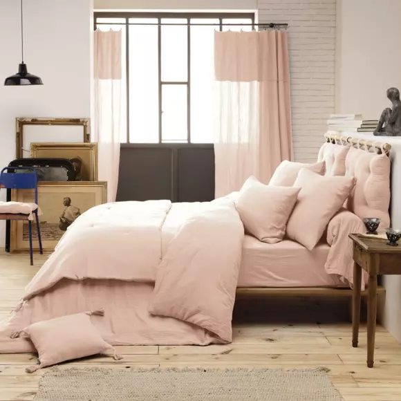 Sábana bajera en gasa de algodón (140 cm) Gaïa Rosa palo 2