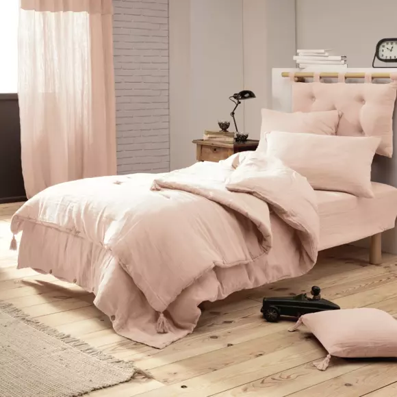 Sábana bajera en gasa de algodón (90 cm) Gaïa Rosa palo 2