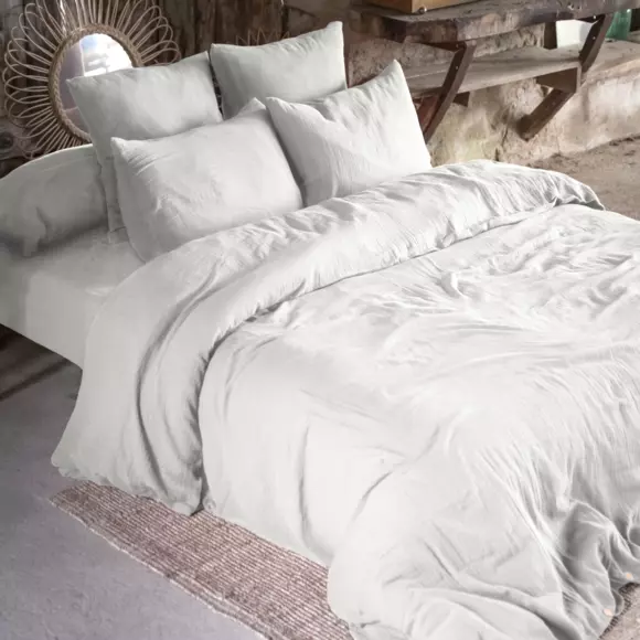 Drap housse gaze de coton (140 cm) Gaïa Gris nuage 3