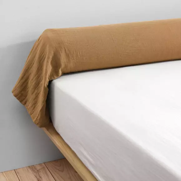 Taie de traversin gaze de coton (L185 cm) Gaïa Camel 3