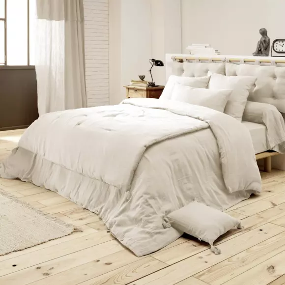 Drap plat gaze de coton (270 cm) Gaïa Beige pampa 3