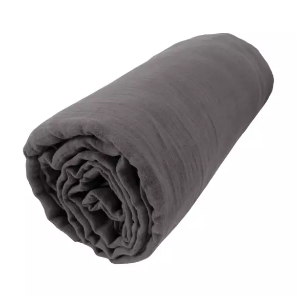 Hoeslaken katoengaas (90 cm) Gaïa Granietgrijs 3