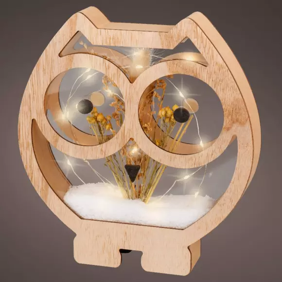 Hiboux fleuri à piles lumineux Blanc chaud 25 LED 2