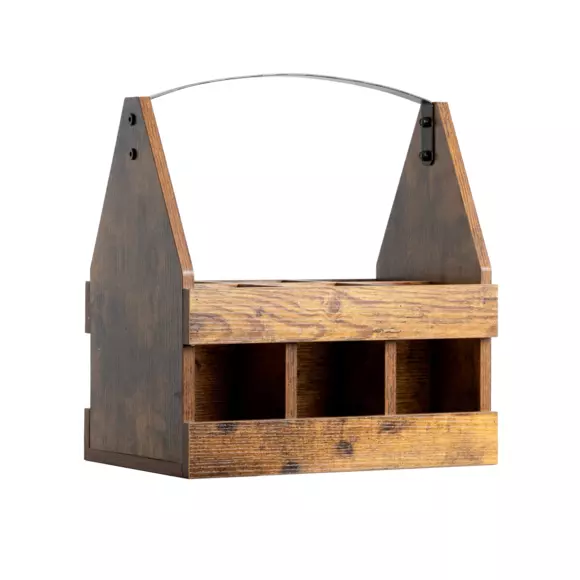 Porte-bouteilles en bois 6 compartiments (H34cm) Gabin Marron  2