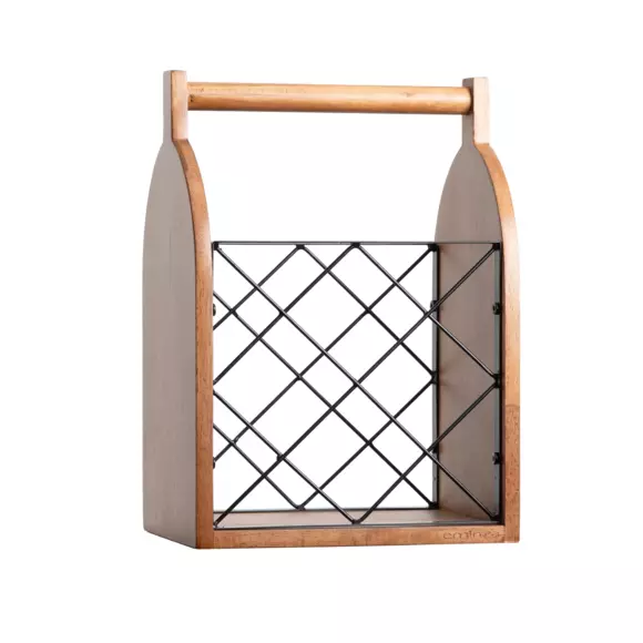 Porte-bouteilles bois et métal 6 emplacements (H40 cm) Gabriel Beige 2