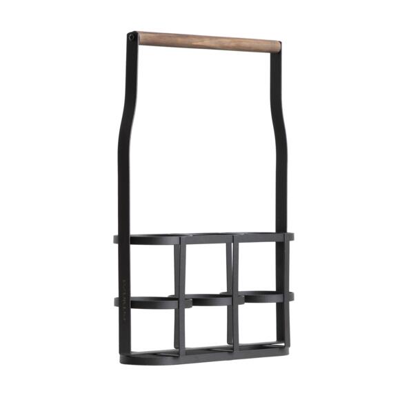 Portabotellas de madera y metal con 3 espacios (H41 cm) Aaron Negro 3