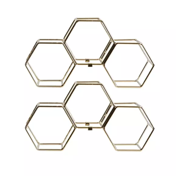 Juego de 2 portabotellas apilables de metal (H26 cm) Côme Oro 3