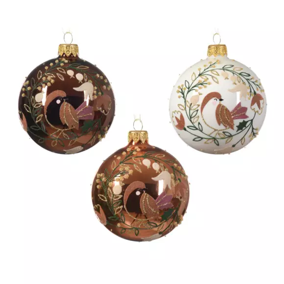 Set van 6 glazen kerstballen (D80 mm) Pix Bruin 3