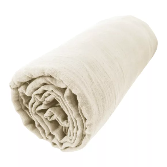 Drap housse gaze de coton (180 cm) Gaïa Beige pampa 3