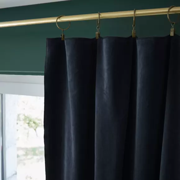 Cortina ajustable de terciopelo de algodón (140 x max 270 cm) César Azul noche