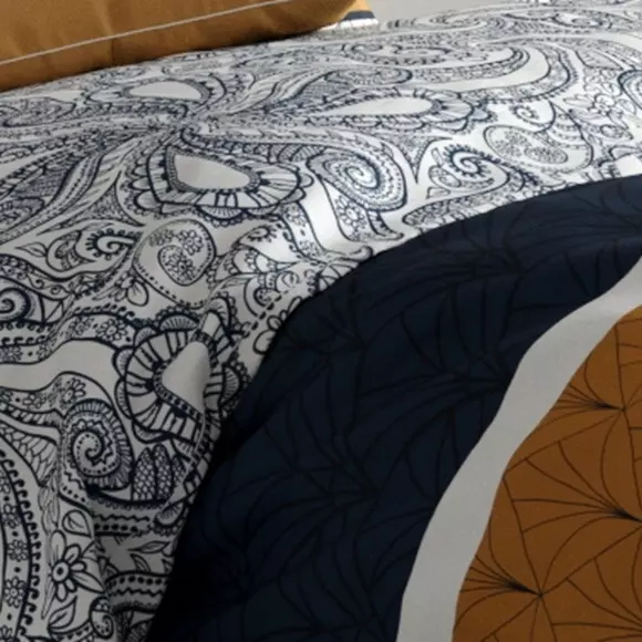 Housse de couette et deux taies coton (200 cm) Dakota Beige