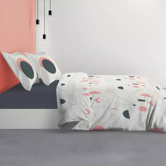 Housse de couette et deux taies coton (240 cm) Hawa Pink Rose