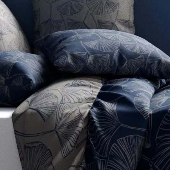 Housse de couette et deux taies coton (240 cm) Edo Bleue