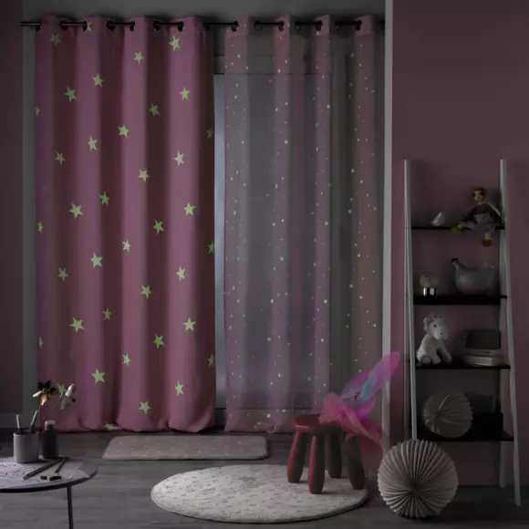Cortina opaca fosforescente(140 x 240 cm) Fluo Night Rosa 3