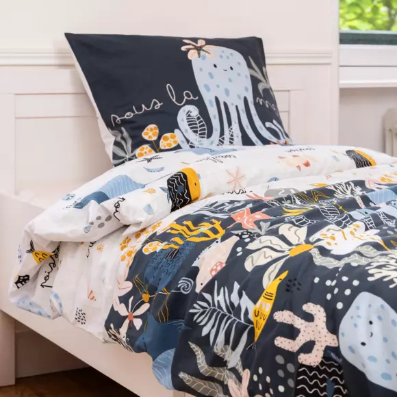 Funda nórdica y funda de almohada infantiles de algodón (140 cm) Octopia Multicolor 2