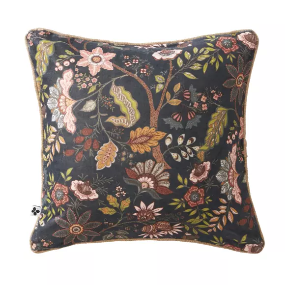 Coussin carré velours de coton (45 cm) Alix Bleu 2