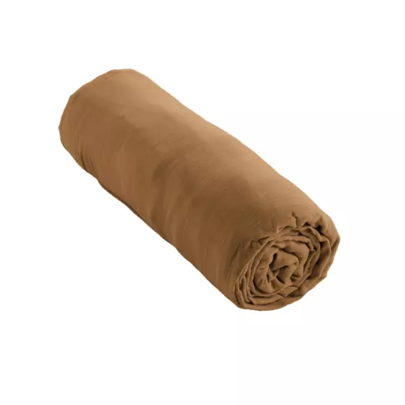 Sábana bajera en gasa de algodón (200 cm) Gaïa Camel