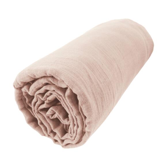 Sábana bajera en gasa de algodón (200 cm) Gaïa Rosa polvo