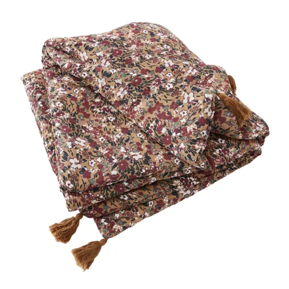 EM - Bout de lit 90 x 200 cm Gaze de coton imprimŽe CONSTANCE Camel