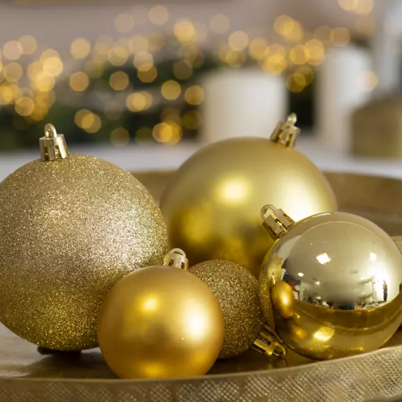 30er Set Weihnachtskugeln (D80 mm) New Alpine Gold 2