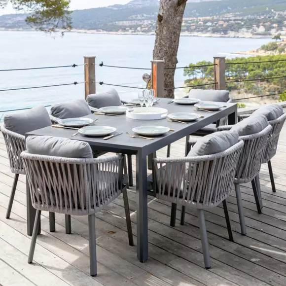 Mesa de jardín extensible 12 plazas Aluminio Amalfi (300 x 96 cm) - Gris antracita