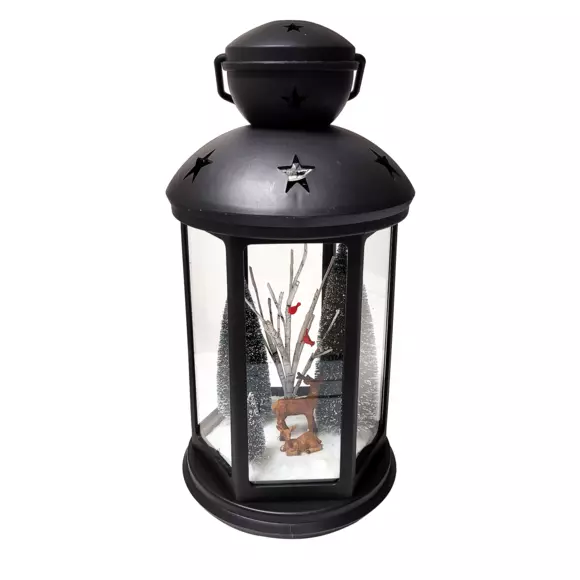 Lanterne de Noël lumineuse à piles Père Noël Blanc chaud