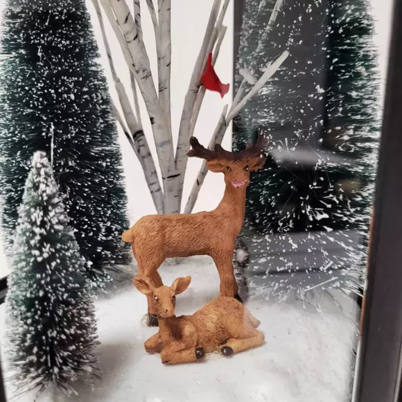 Lanterne de Noël lumineuse à piles Cerf Blanc chaud