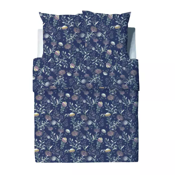 Housse de couette et deux taies coton (260 cm) Phytea Bleue
