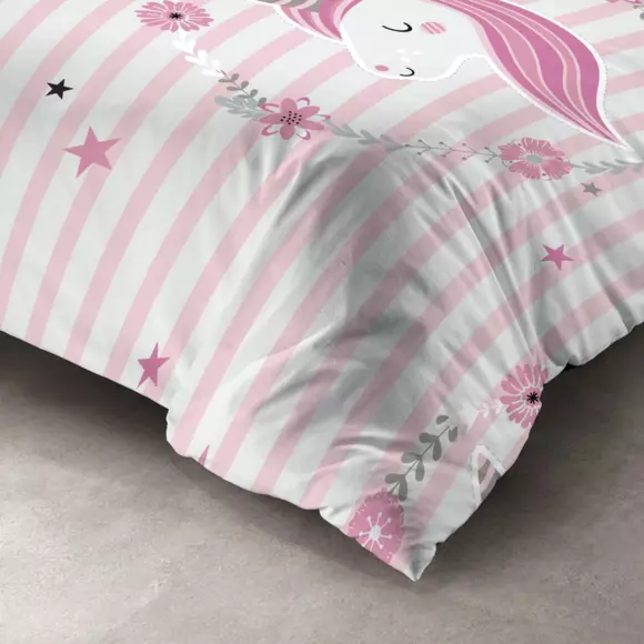 Funda nórdica y una funda en algodón (140 cm) Rina Rosa