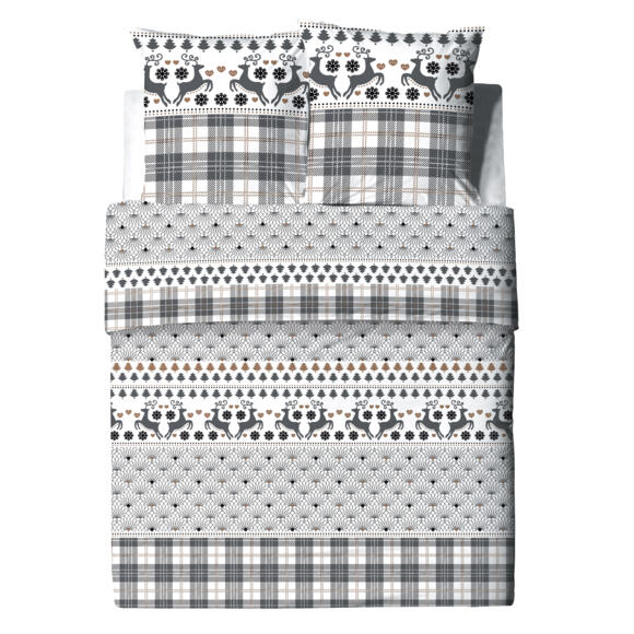 Bettbezug & 2 Kopfkissenbezüge Baumwolle (260 cm) Aflak Grau
