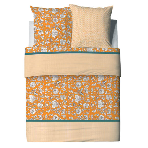 Bettbezug & 2 Kopfkissenbezüge Baumwolle (240 cm) Loni Orange