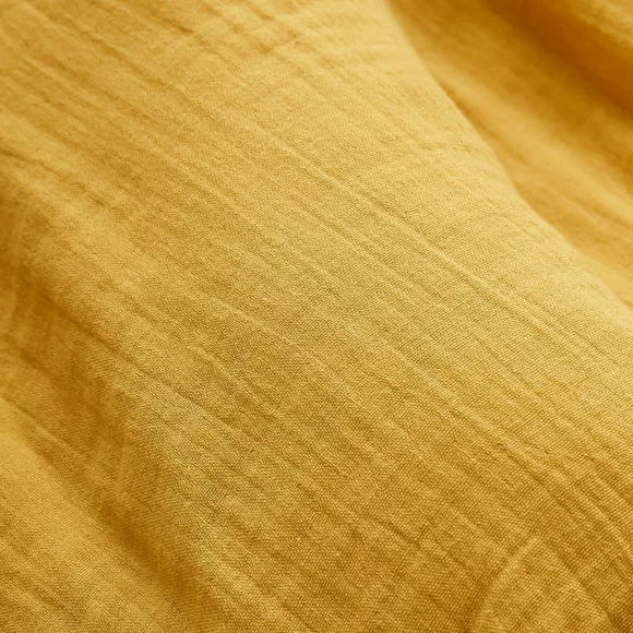 Rideau gaze de coton ajustable (140 x max 300 cm) Gaïa Jaune safran
