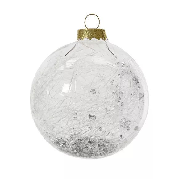 Lote de 3 bolas de Navidad (D80 mm) de vidrio con filamento Plata