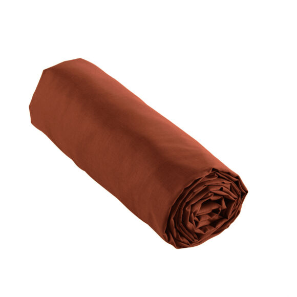 Drap housse percale de coton (140 cm) Cali Terracotta
