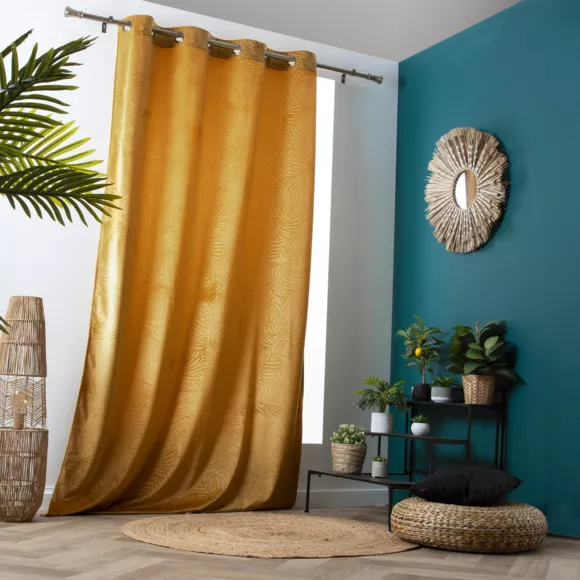 Tenda oscurante velluto (140 x 280 cm) Fern Giallo ocra