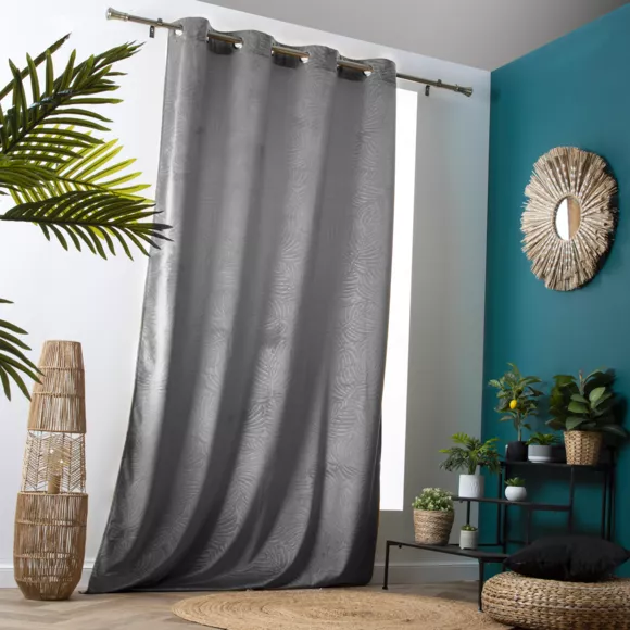 Cortina opaca terciopelo (140 x 280 cm) Fern Gris antracita