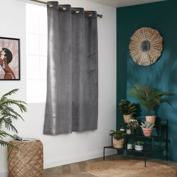 Cortina opaca terciopelo (140 x 180 cm) Fern Gris antracita