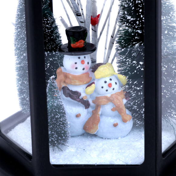 Lanterne de Noël lumineuse à piles Bonhomme de neige Blanco cálido