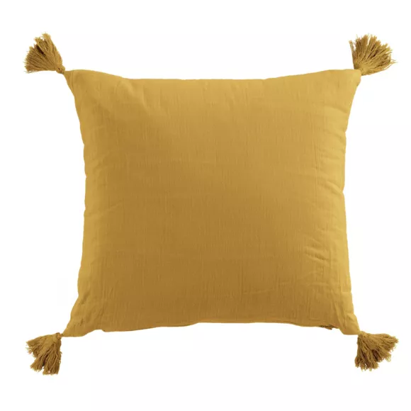 Cuscino quadrato garza di cotone (40 cm) Gaïa Giallo zafferano 3