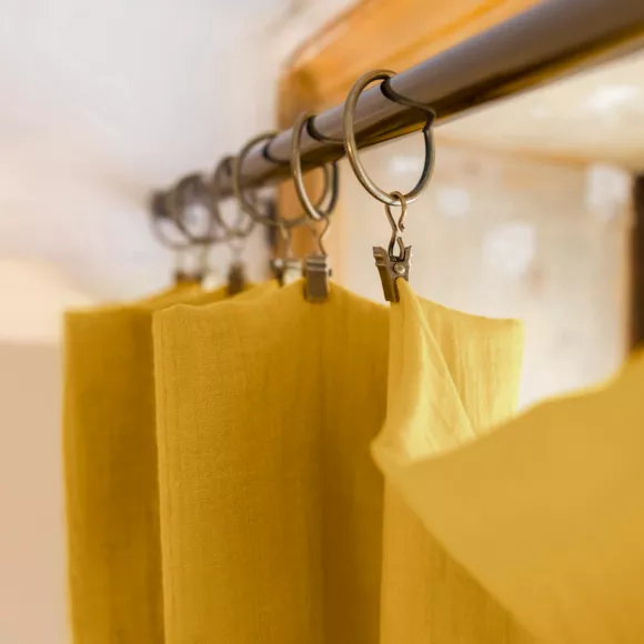 Rideau gaze de coton ajustable (180 x max 300 cm) Gaïa Jaune safran 2