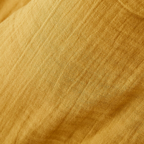 Hoeslaken katoengaas (200 cm) Gaïa Saffraangeel 